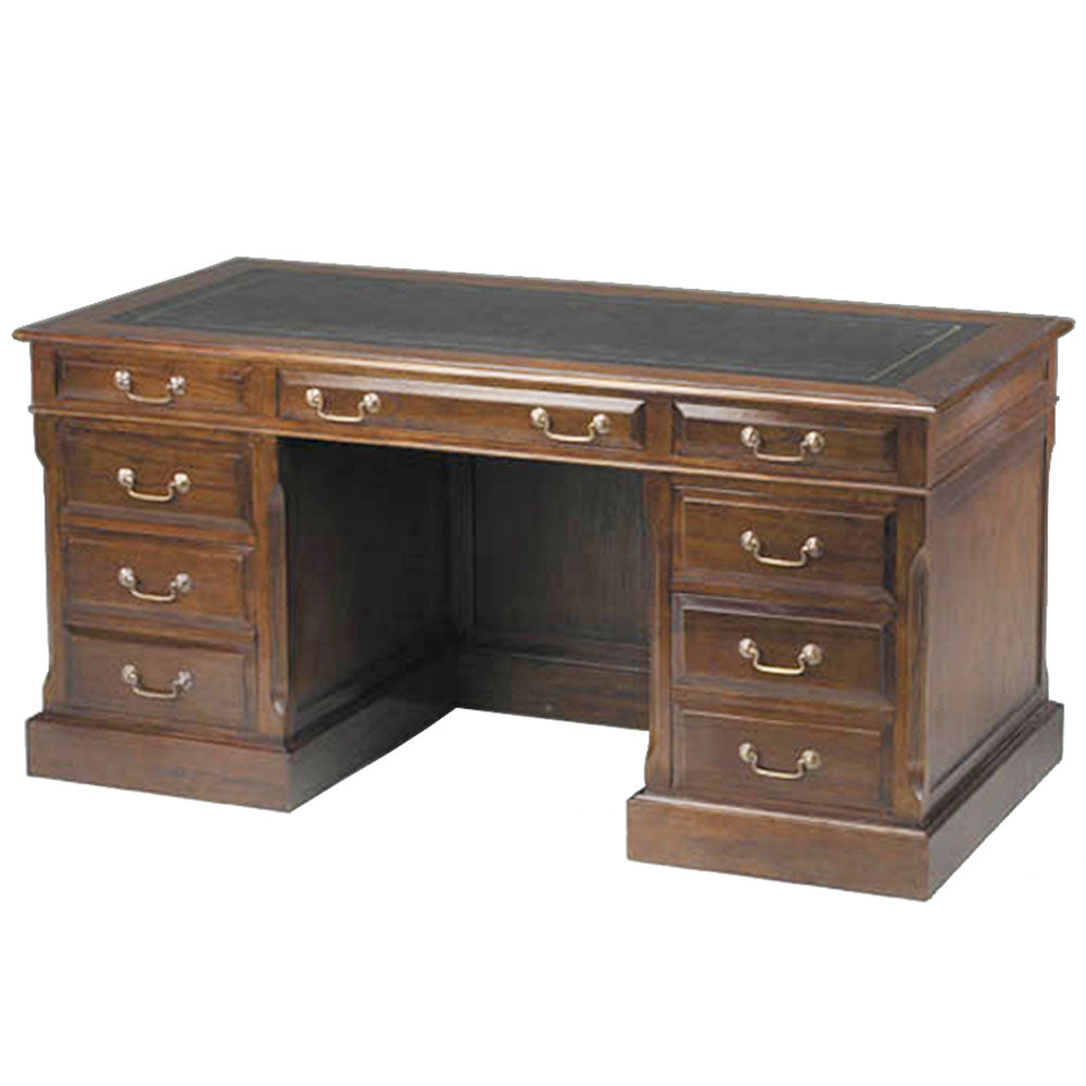 Home Desk, Leather Top, 2 Side File Drawers + Back | Jansen uk