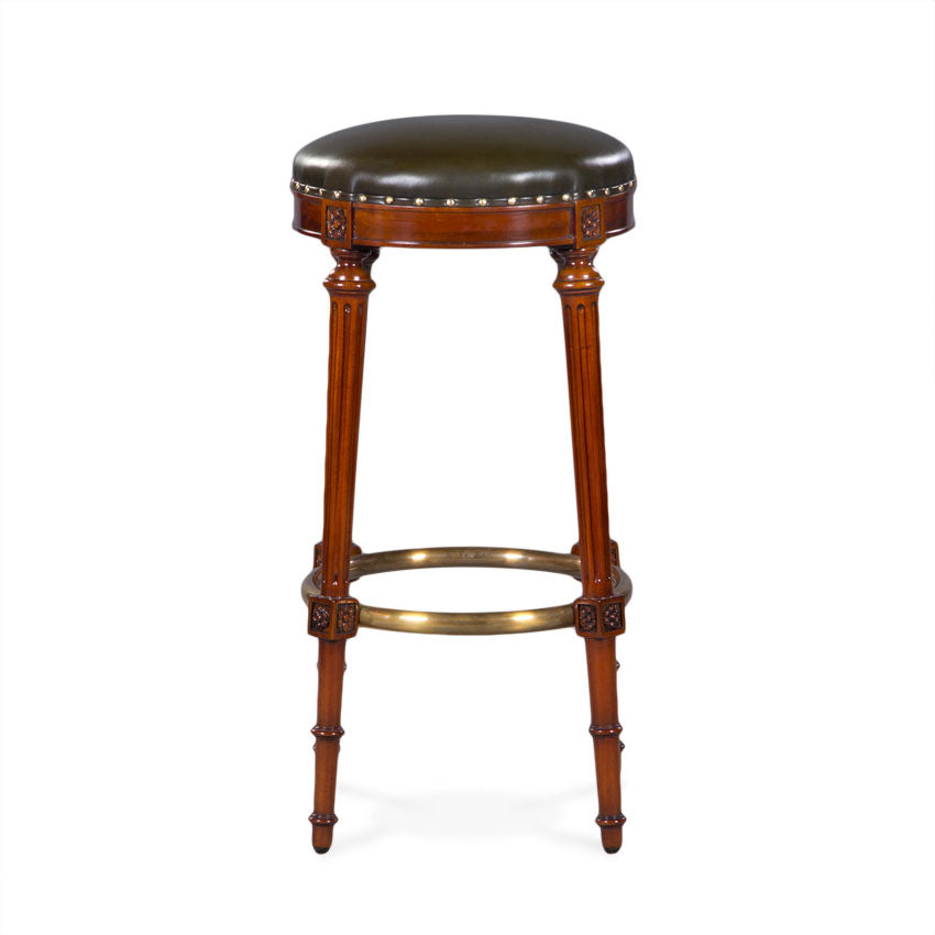 Bar Stool Round, With Leather | Jansen uk
