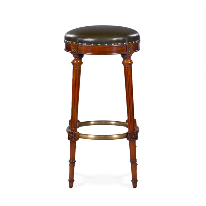 Bar Stool Round, With Leather | Jansen uk