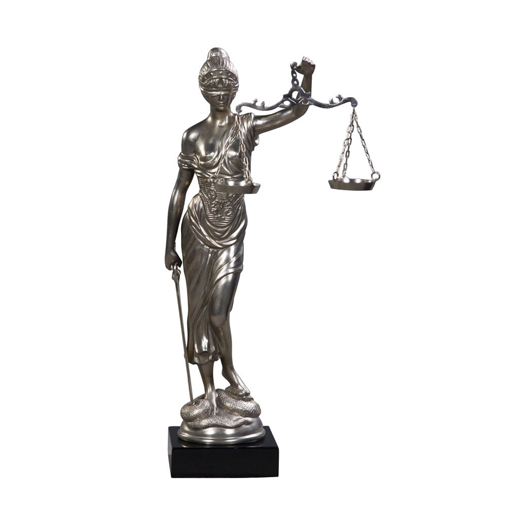 The Lady of Justice Statue in Silver | Jansen uk