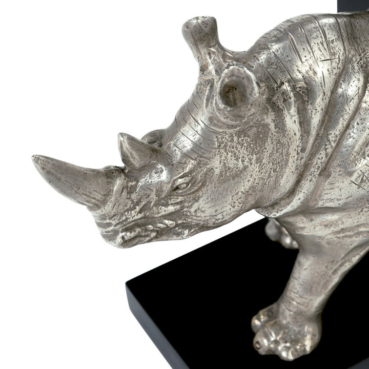 The Rhino Bookends Statue Silver | Jansen uk