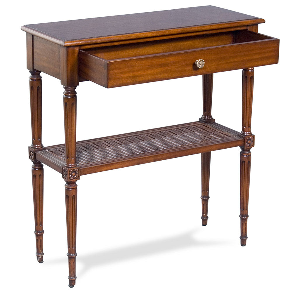 French End Table with Woven Mat Shelf | Jansen uk