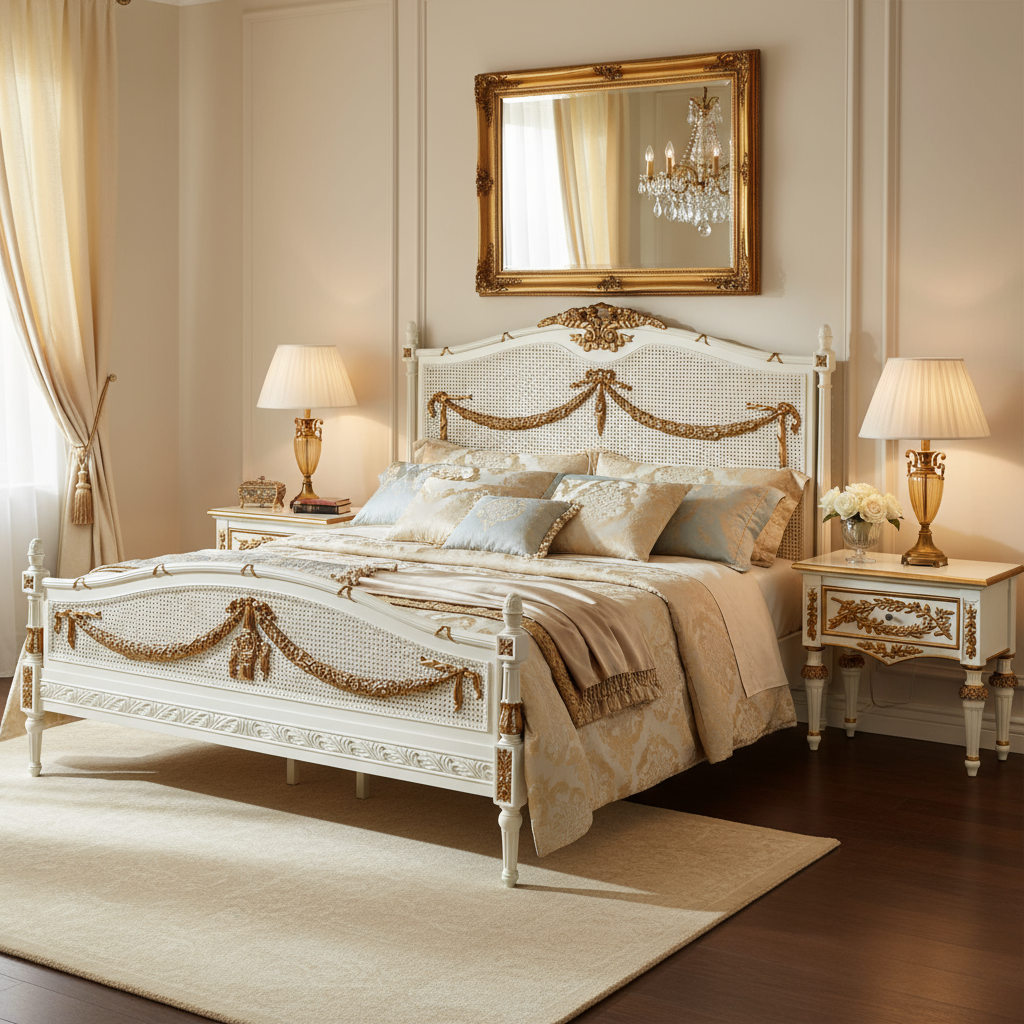 Valpine Bed and Nightstands Lifestyle Image